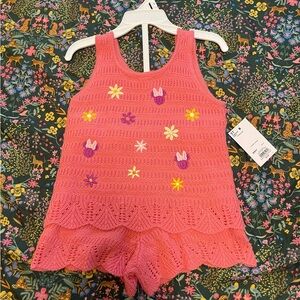 Pink mini mouse Crochet Floral Romper